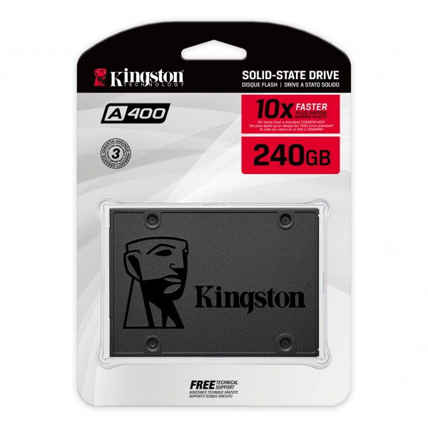 Disco Sólido SSD Interno Kingston 240GB de 2.5 Negro (SA400S37/240G)