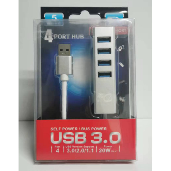 HUB USB 4 Puerto 3.0, 1 Puerto Micro USB, Aluminio, Chip 8836