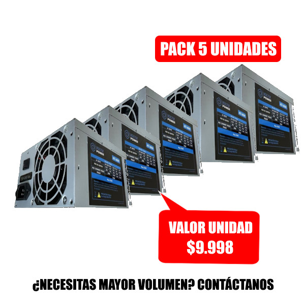 Fuente de Poder ATX VOLTIX 650W PACK 5 UNIDADES (805062006501)