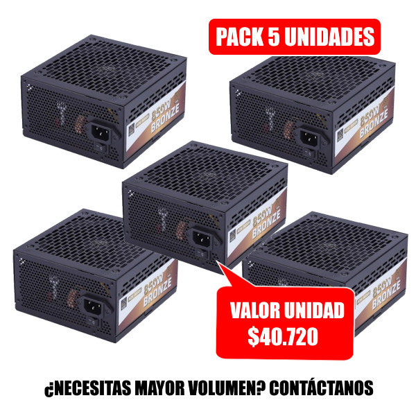 Fuente de Poder ADK-A850S Aurion 850W Certificada 80 Plus Bronze PACK 5 UNIDADES (AURPO85080BR)
