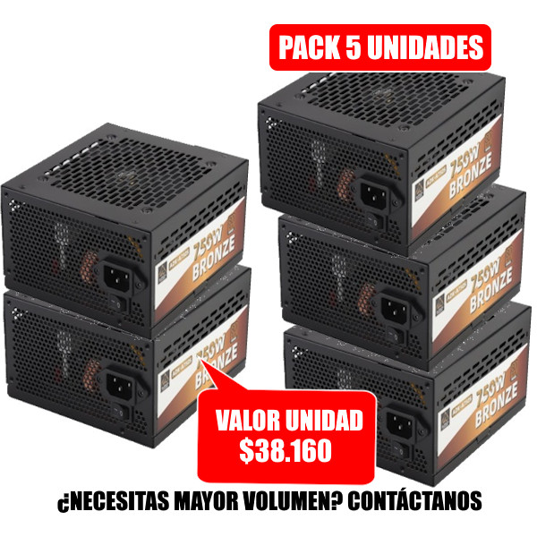 Fuente de Poder ADK-A750S Aurion 750W Certificada 80 Plus Bronze PACK 5 UNIDADES (AURPO75080BR)