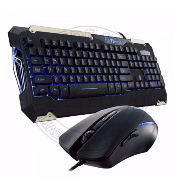 Combo Teclado Mouse Gamer Commander Tt eSPORTS Blue Light Español (KB-CMC-PLBLSP-01)