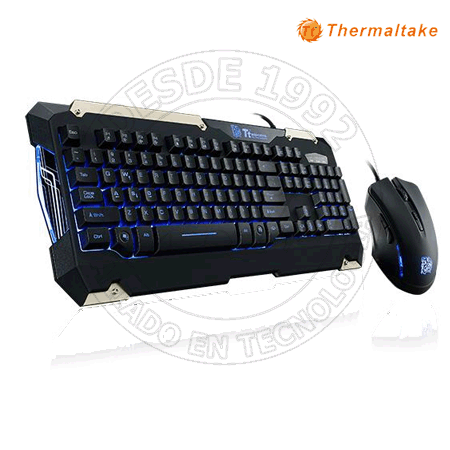 Combo Teclado Mouse Gamer Commander Tt eSPORTS Blue Light Español