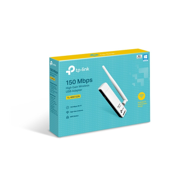 Adaptador USB, Inalámbrico, Wifi Tplink, 150Mbps (TL-WN722N)