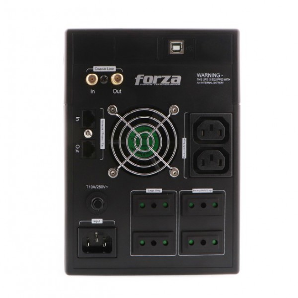 UPS Interactiva Forza 1500VA/840W, Iec+Cei, Giga & Coax, Torre, 220V FX-1500LCD-C (FX-1500LCD-C)