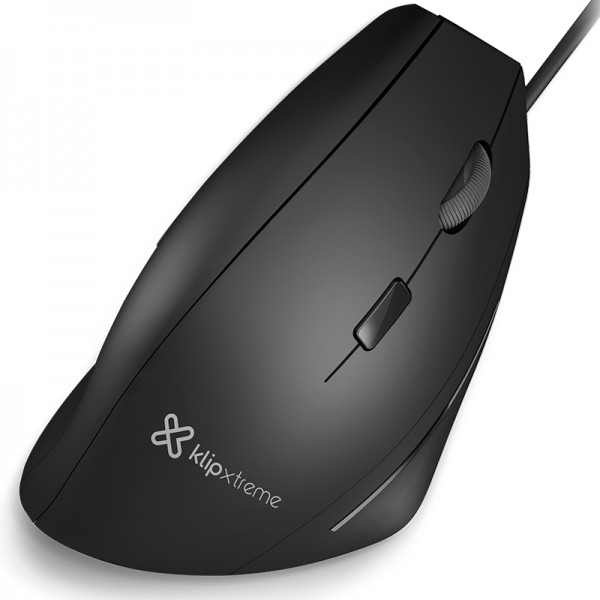 Mouse Ergonomico Alambrico Klip Xtreme Krest 1600dpi Negro (KMO-505)