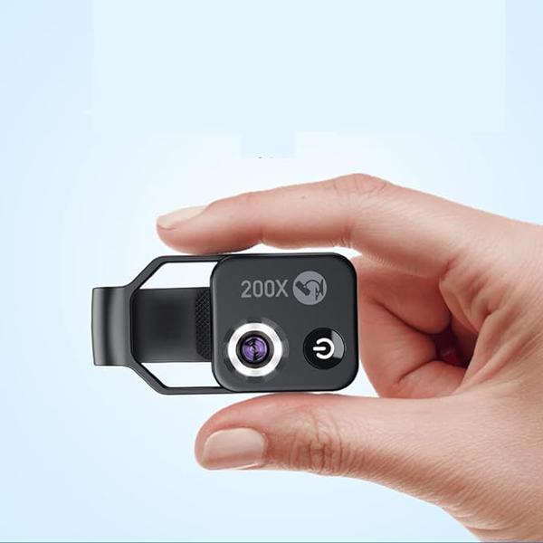 Mini Microscopio de bolsillo para Teléfono, Hd 200X, Flexible, Ajustable, clip universal