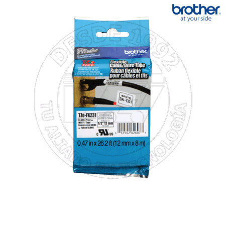 Cinta Para Impresora De Etiquetas 12mm Negro Sobre Blanco