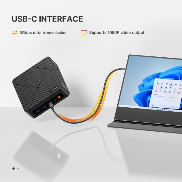 BOSGAME E4 Mini PC AMD Ryzen 5 3500U 8GB DDR4 256GB PCIe SSD doble RJ45, triple pantalla 4K USB-C USB 3.2 WiFi 5 WIN11 Pro (BOSGAME E4 3500U)
