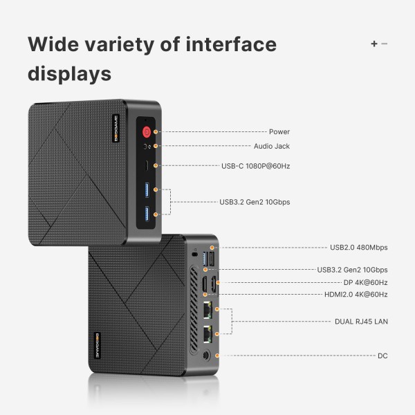 BOSGAME E4 Mini PC AMD Ryzen 5 3500U 8GB DDR4 256GB PCIe SSD doble RJ45, triple pantalla 4K USB-C USB 3.2 WiFi 5 WIN11 Pro (BOSGAME E4 3500U)