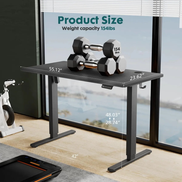 Escritorio Eléctrico ELEVON Negro, Altura Ajustable 140x60cm Con Memoria (ELEVONNEGRO140X60)