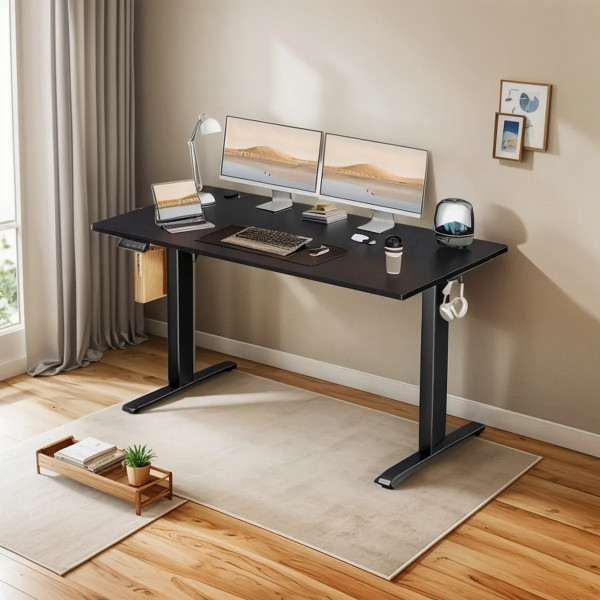 Escritorio Eléctrico ELEVON Negro, Altura Ajustable 140x60cm Con Memoria (ELEVONNEGRO140X60)