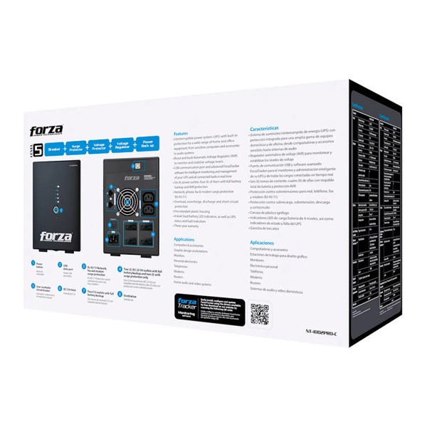 UPS Forza NT-1802PRO-C 1800VA 900W Line Interactive AVR 220V con 6 Tomas (NT-1802PRO-C)